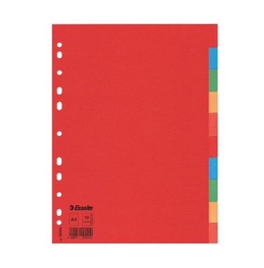 Separadores De Cartilina A4 10 Pestañas Colores