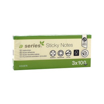 Bloc De Notas Adhesivas Amarillas Pack 12 Tacos A-Series 50X40Mm